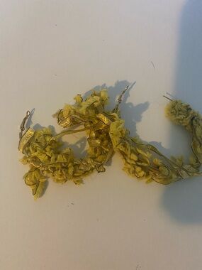 Yellow Floral Fabric Hoop Earrings